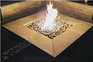 Antique Black Limestone Firepit Wall Cap
