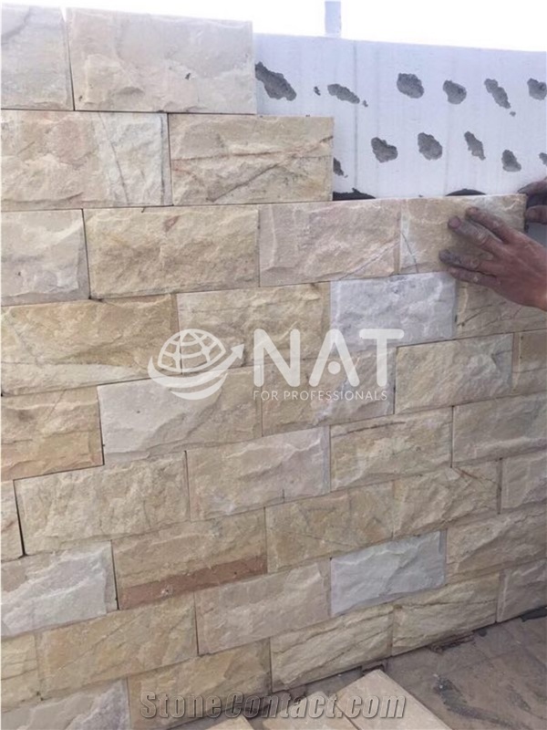 Yellow Mushroom Face- Vietnam Ledger Panels Split Wall Stone