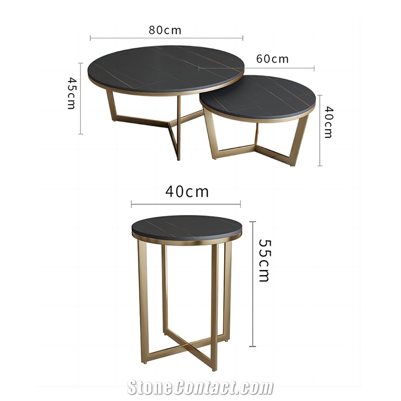 Modern Home Furniture Sintered Stone Round Coffee Table Sets