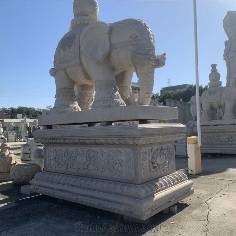 Customized Marble Animal Elephant Sculpture Natural Statue