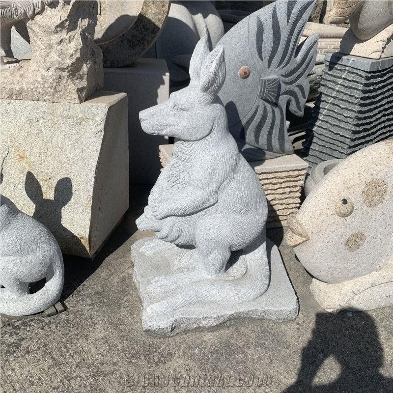 Hand Carved Stone Rabbit Statues Granite Animal Sculptures