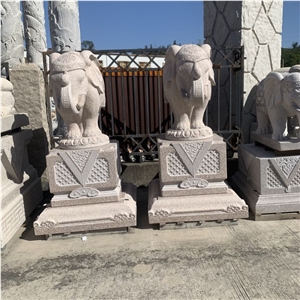 Hand Carving Garden Stone Sculpture Granite Elephant Statues