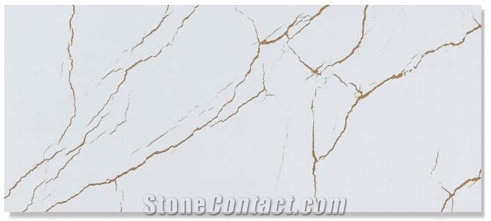 Pure White Marble Look Quartz For Wall Project, Facory Price