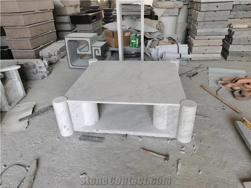 8 Seats Marble Round Carrara Dining Table With Metal Base