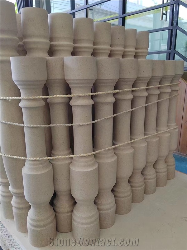 Beige Limestone Balustrades Moca Cream Stair Baluster Plinth