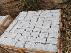 Gray Granite Tumbled G603 Stone Cobble Pavers For Walkway