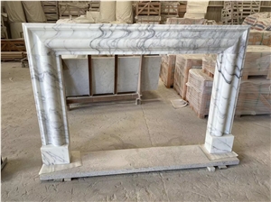 Marble Modern Design Arabescato Indoor Fireplace Mantle