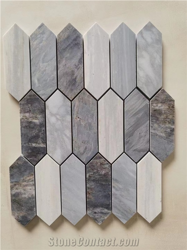 Marble Nero Marquina Water-Jet Cross-Shape Floor Mosaic Tile