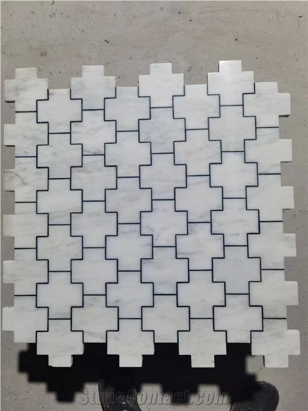 Marble Water-Jet Mosaic Floor Tiles Thassos Mosaic Design