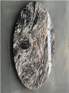 Waterjet Marble Table Top Venice Brown Oval Restaurant Table