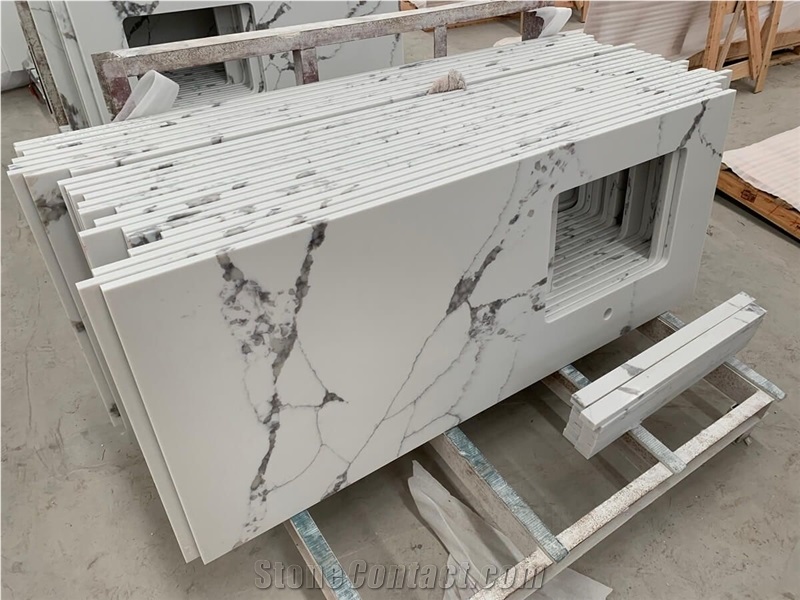Artificial Calacatta Quartz Bathroom Countertops