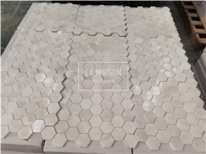 Agean Pink Natural Marble Polished Hexagon Mosaic Tiles