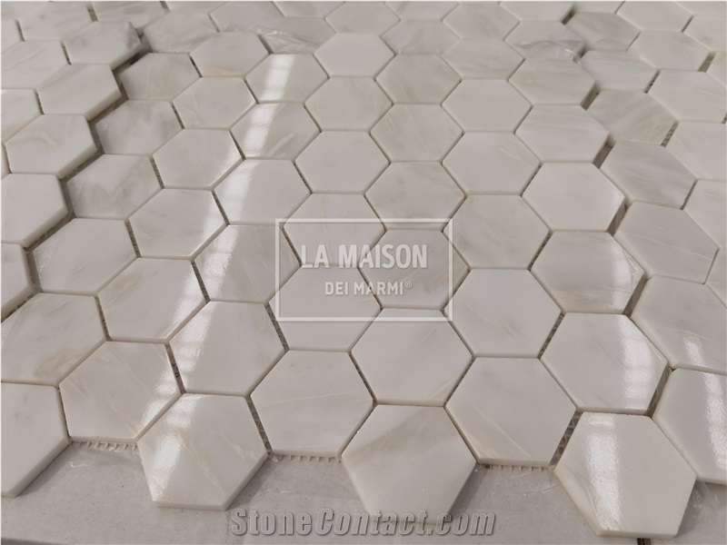Agean Pink Natural Marble Polished Hexagon Mosaic Tiles