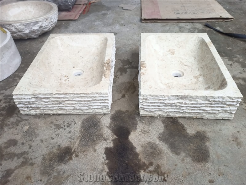 Mable Carved Rectangle Wash Basins