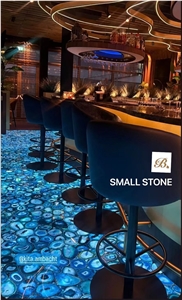 Agate Blue Floor With Backlit, Agate Slab,Gemstone Panels