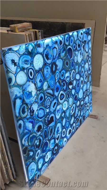 Agate Blue Floor With Backlit,Gemstone Panels