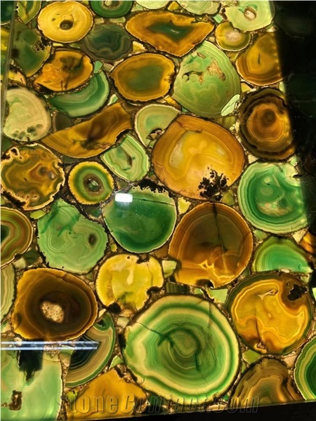 Green Agate Semiprecious Stone Floor-GREEN AGATE SLABS