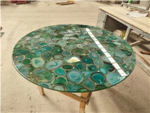 Round Table Top,Green Agate Stone Table Top