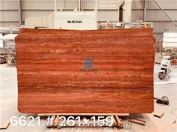Iranian Red Travertine Polished Slabs, Tiles For Floor&Wall