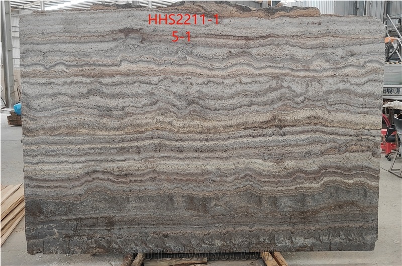 Iranian Silver Travertine Honed&Unfilled Big Slabs