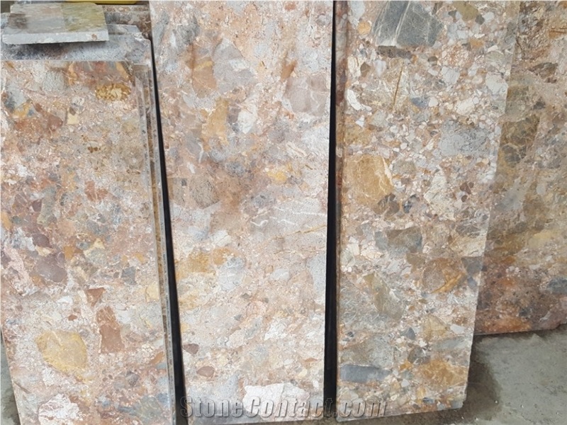 Multicolor Yellow Marble Tiles, Slab