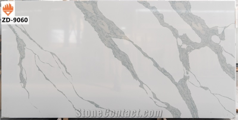 9060 Artificial White Marble Quartz Stones