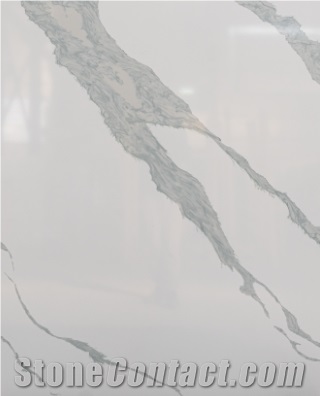 9060 Artificial White Marble Quartz Stones