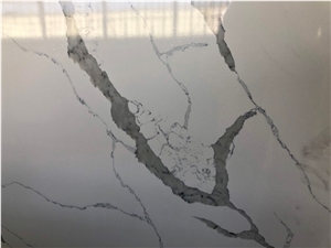Artificial Calacatta Marble Look White Color With Grey Veins