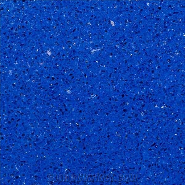 Blue  Shiny &Crystal Particle Quartz Slabs