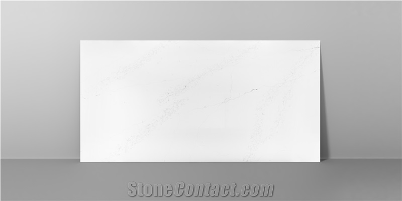 Pure White Cararra With Light-Colored  Vein Quartz Stone