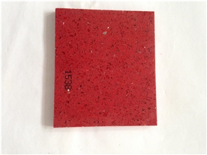 Quartz Slabs With Crystal Grain Red Background