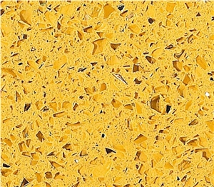 Quartz Stone Slab With Crystal Grain Yellow Background