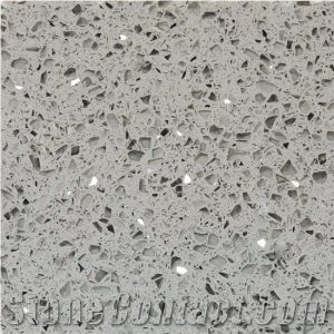 Quartz Stone Slabs With Crystal Back Grain Grey Background
