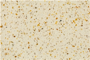 Yellow Shiny Crystal Particle Quartz Slabs