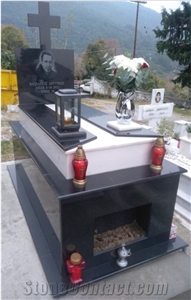 Tombstone/Gravestone - Zimbabwe Black Granite And White Marble