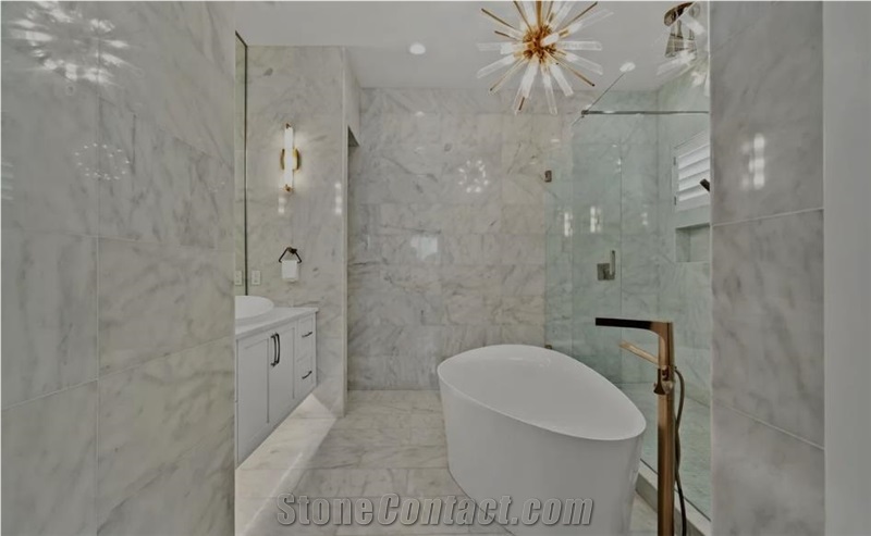 Carrara White Marble Residential Bathroom Design