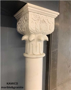 Light Beige Mesh Limestone Carved Column