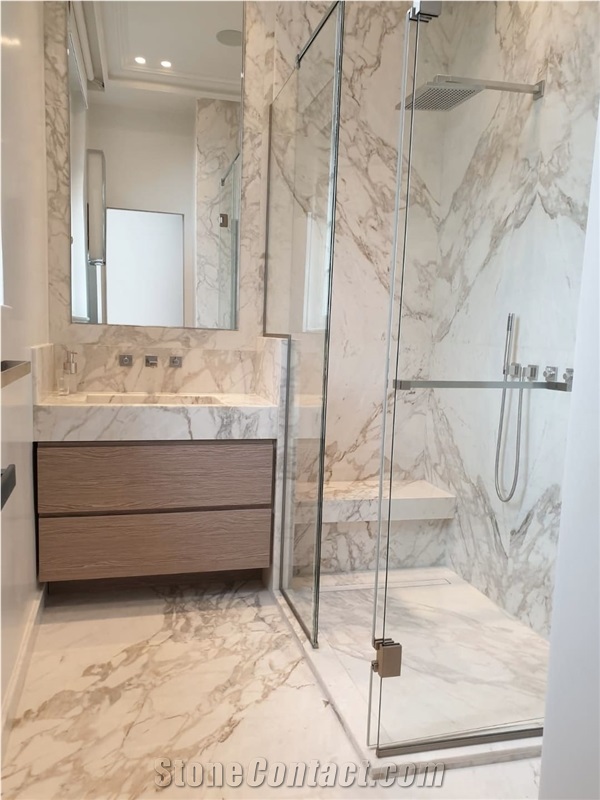 Calacatta Gold Marble Bathroom Renovation Project