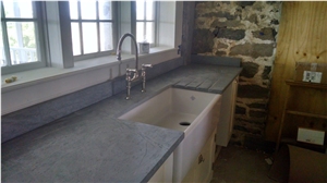 Vermont Soapstone Kitchen Countertop With Custom Farm Sink