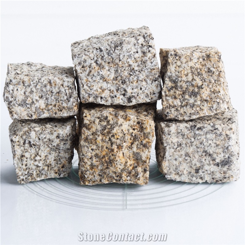 Split Granite Cobble Stone, Cube Stone Pavers 5X5x5 Cm