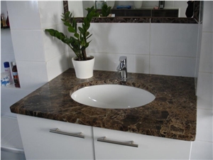 Dark Emperador Marble Bathroom Vanity Top