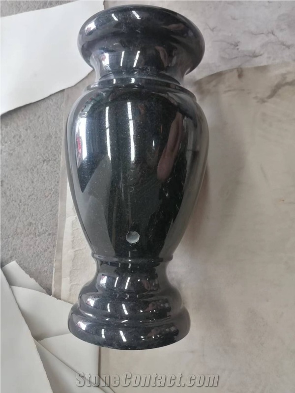 Black Granite Memorial Vase from China