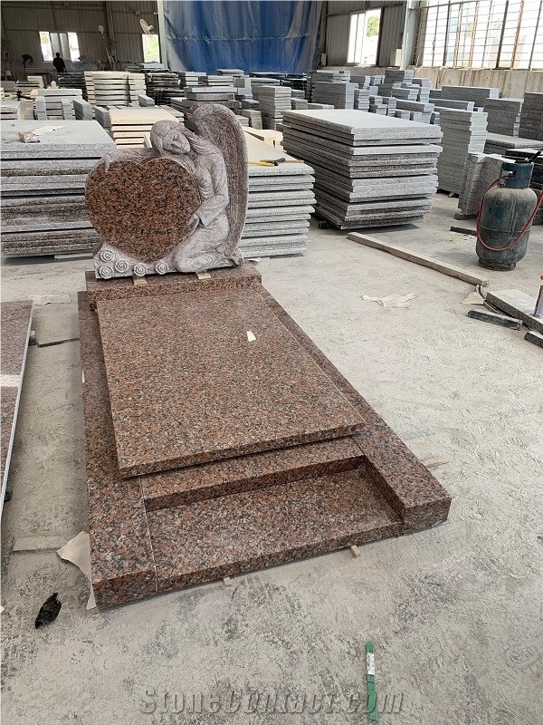 China Maple Red G562 Granite Angel Heart Headstone Monuments