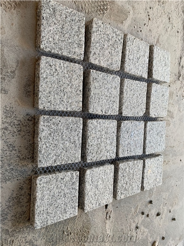 G603 Grey Granite Cube Stone With Mesh Paver Cobble