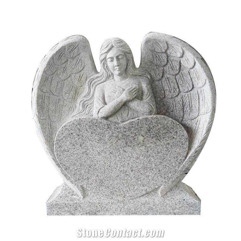 Grey Granite G603 Angel Wings Headstone Tombstone American