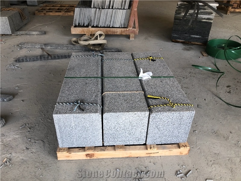 Hainan G654 Grey Granite Customized Flamed Kerbstone