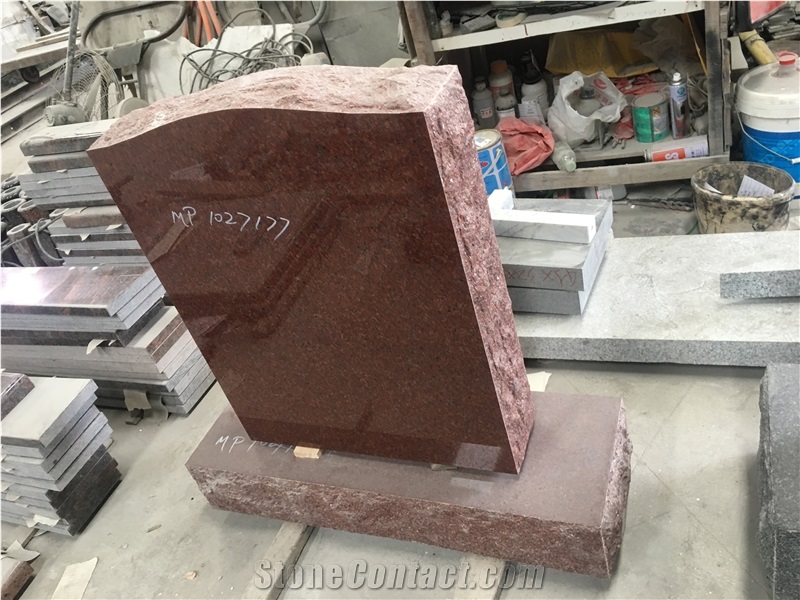 Indian Red Granite Upright Headstone American Canada Style