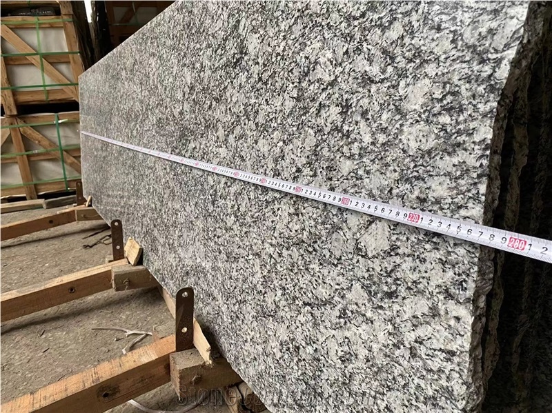Spray White Granite Polished Slab & Cut To Size