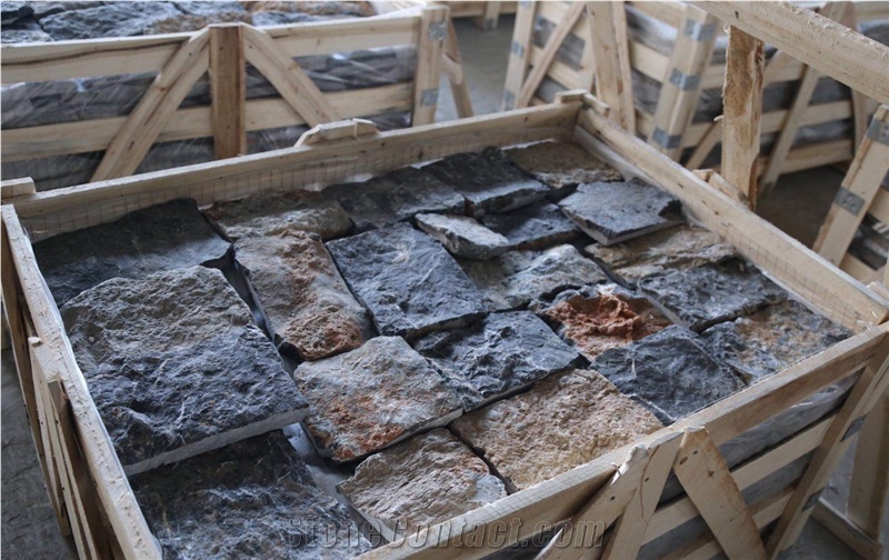 Yixian Black Slate Culture Stone Wall Cladding Loose Stone
