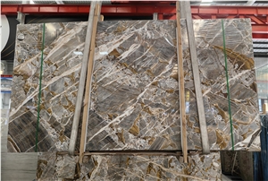 Gold Year Natural Marble Orange Color Slab For Wall